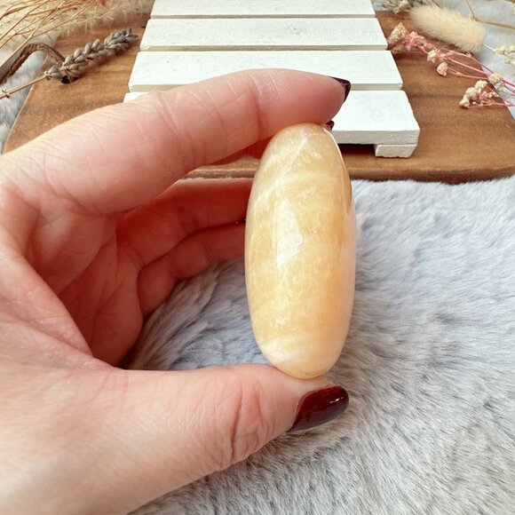 Beautiful Orange Calcite Palm Stone - Picture 6 of 6